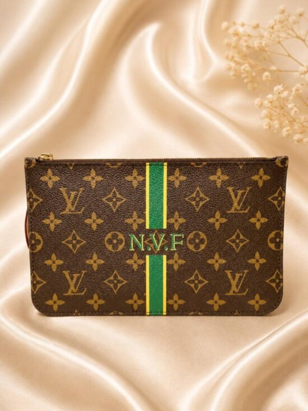 Authentic Louis Vuitton Neverfull Pochette Monogram Canvas Pouch/Wristlet